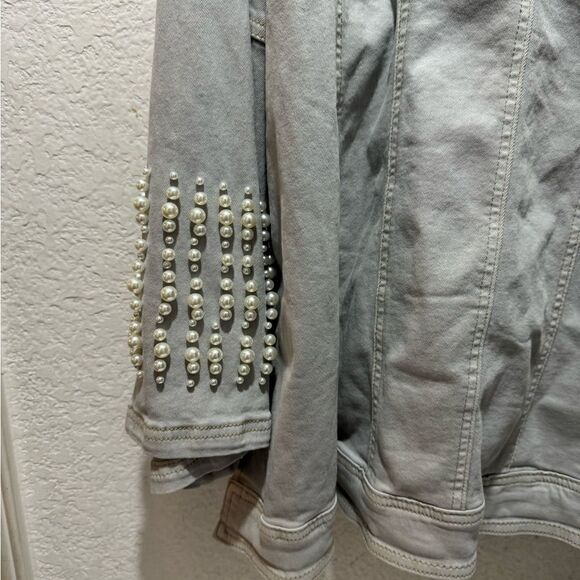 DV Jeans Donna Vinci Premium Soft Stretch Denim Jacket Trimmed with Pearls 2X - Picture 7 of 11